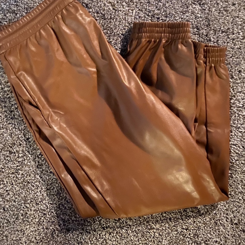 Brown pleather pants